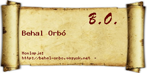 Behal Orbó névjegykártya